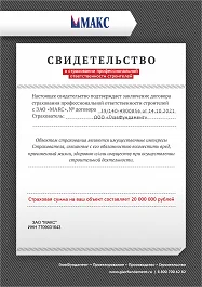 Страховой сертификат на 20 миллионов рублей Страховой сертификат на 20 миллионов рублей